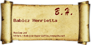 Babicz Henrietta névjegykártya
